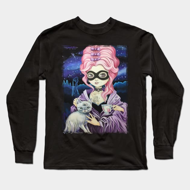 Gothic Lady and her Cat Long Sleeve T-Shirt by ArtsyDenise